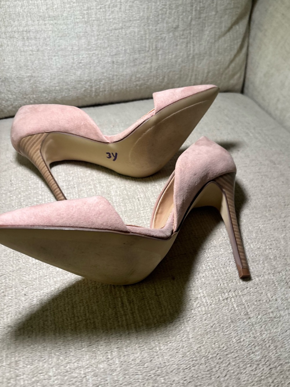 Blush Pink 7.5 Faux Suede D’Orsay Stiletto Pumps Heels Women Neutral Office Chic - Picture 8 of 12